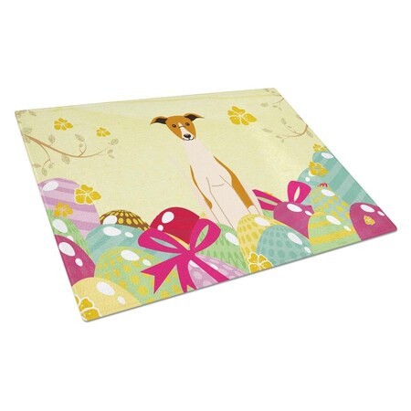 Carolines Treasures Easter Eggs Whippet Glass Cutting Board Large BB6099LCB